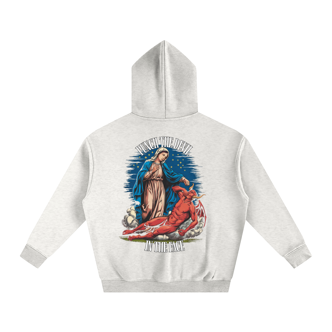 HAIL MARY FULL OF Grace - Punch the devil in the face - Oversize Fleeced Hoodie