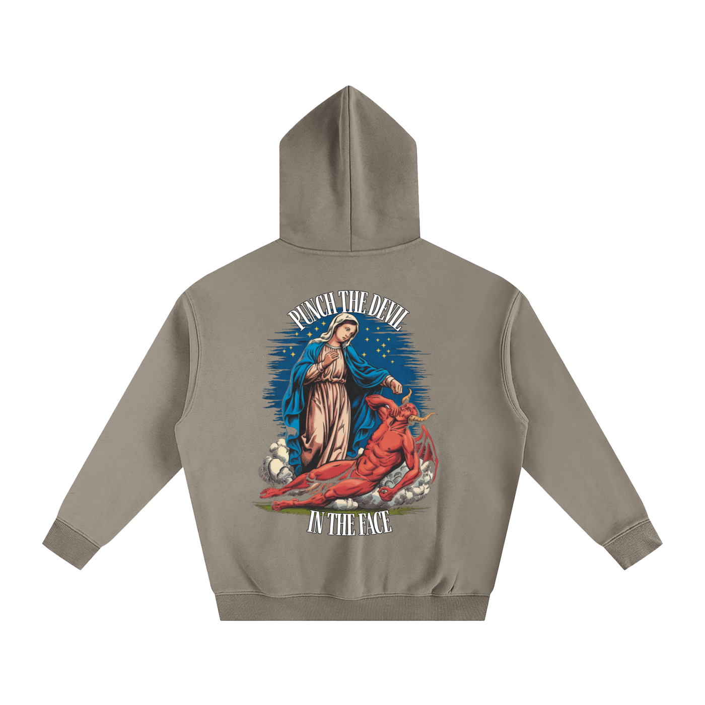 HAIL MARY FULL OF Grace - Punch the devil in the face - Oversize Fleeced Hoodie