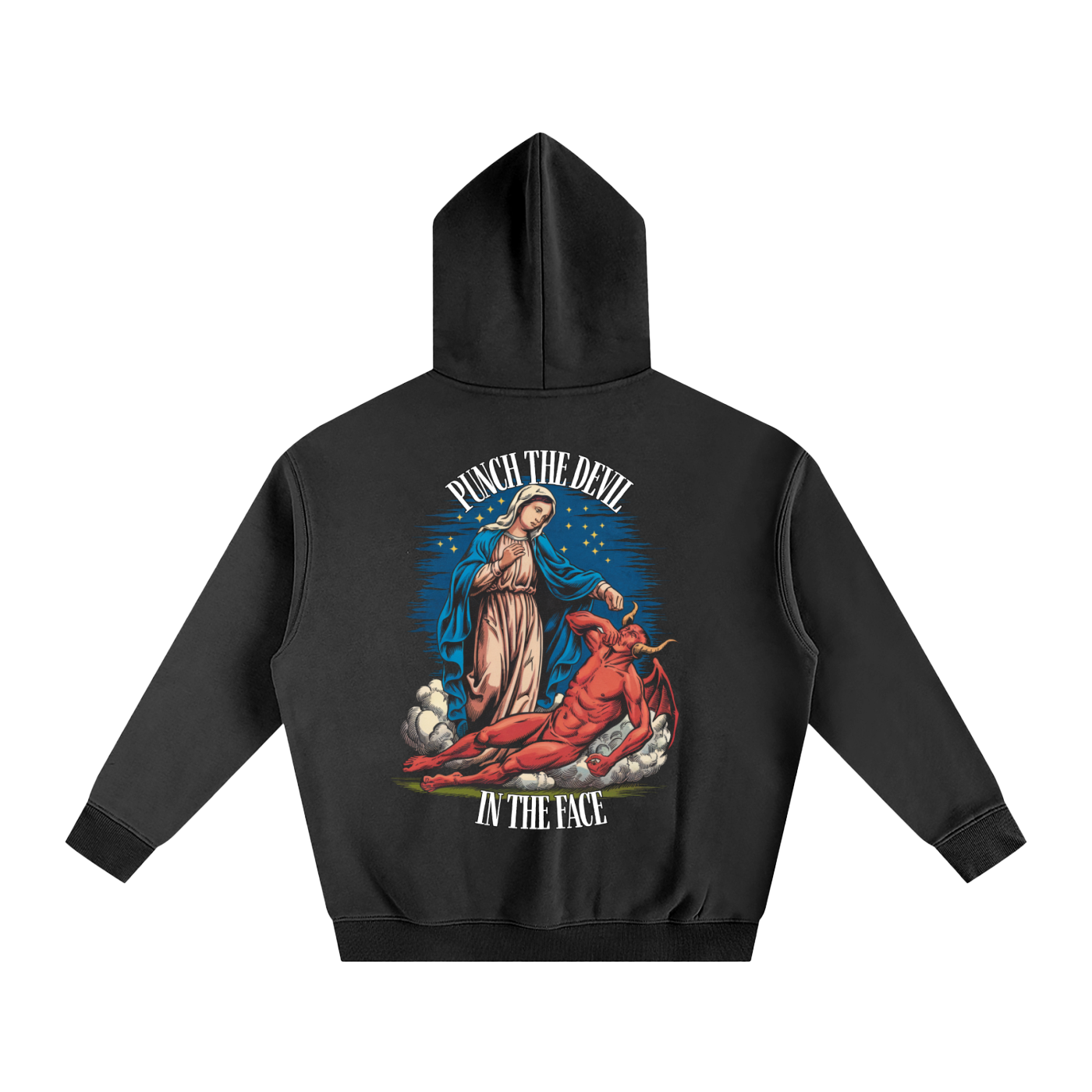 HAIL MARY FULL OF Grace - Punch the devil in the face - Oversize Fleeced Hoodie