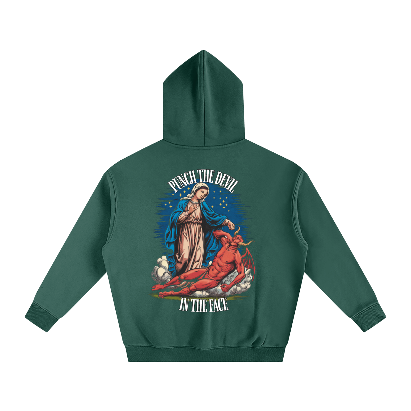 HAIL MARY FULL OF Grace - Punch the devil in the face - Oversize Fleeced Hoodie