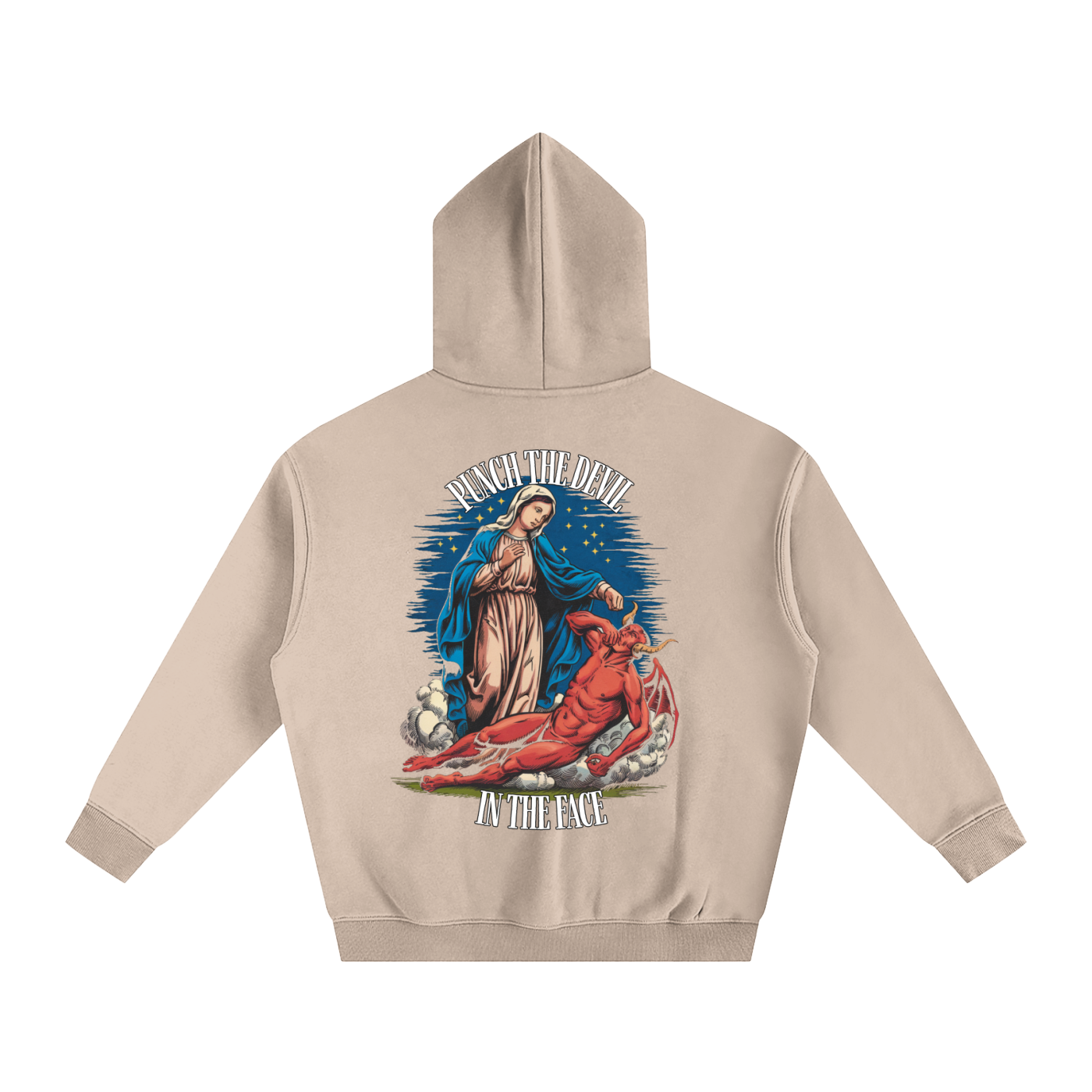 HAIL MARY FULL OF Grace - Punch the devil in the face - Oversize Fleeced Hoodie
