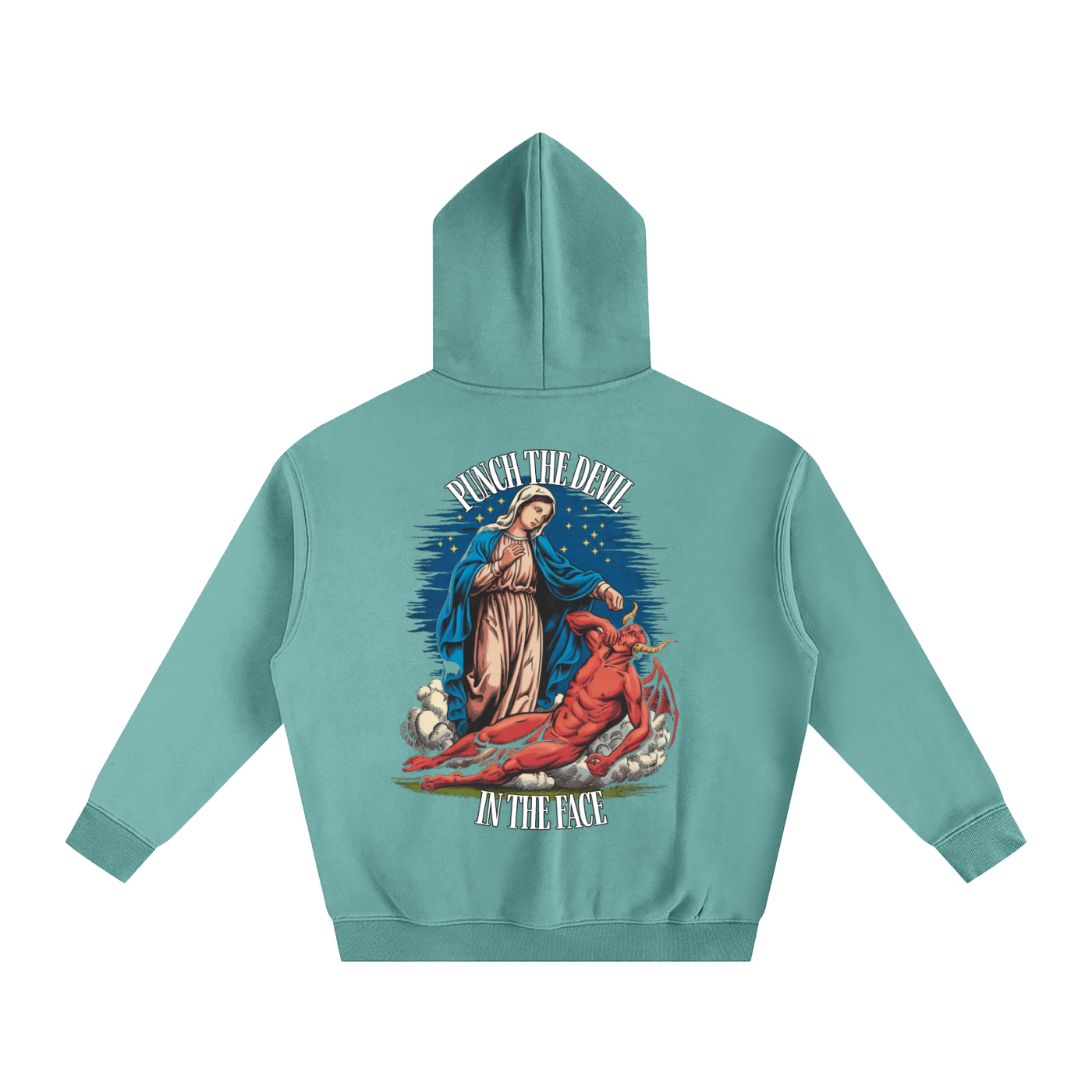 HAIL MARY FULL OF Grace - Punch the devil in the face - Oversize Fleeced Hoodie
