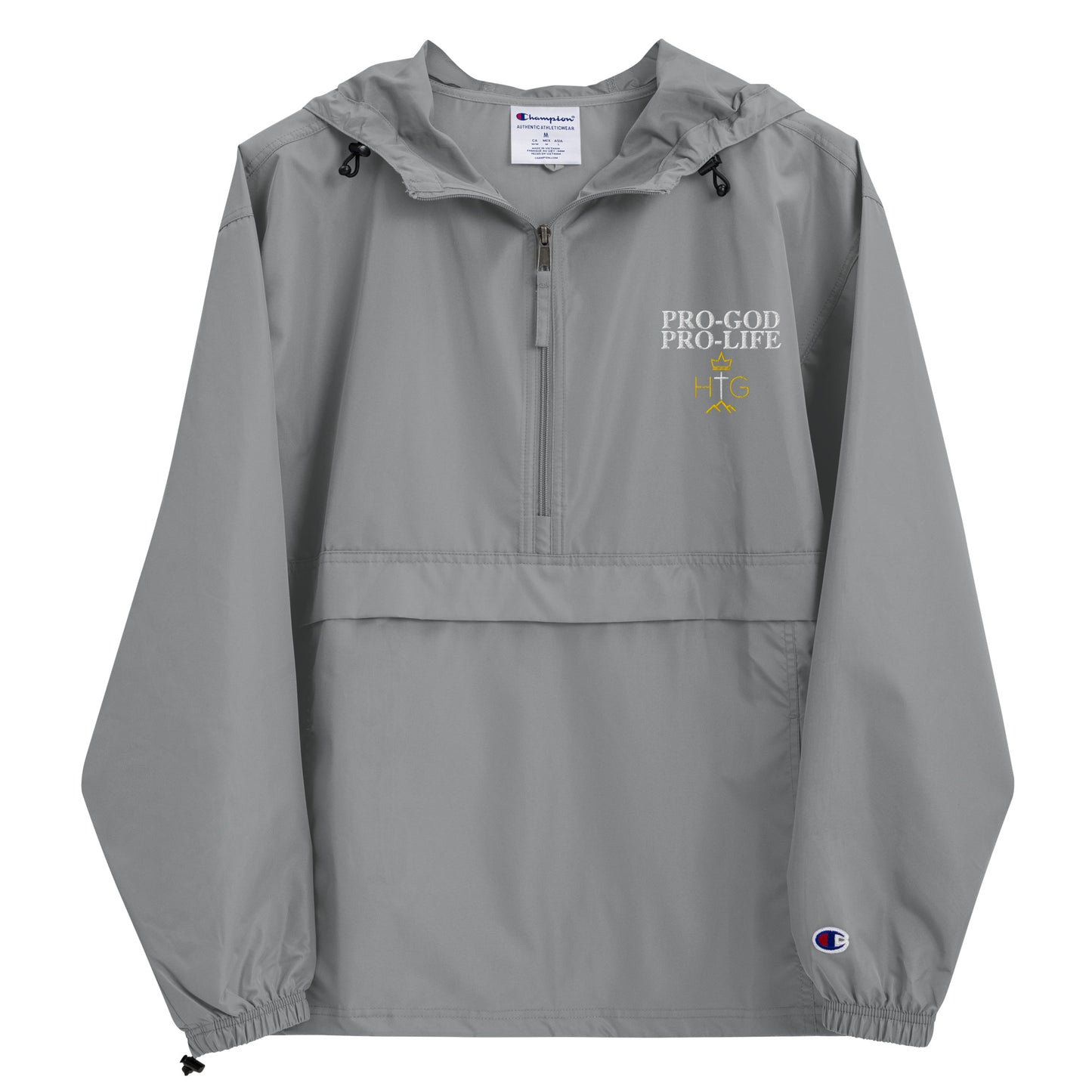 Pro-God Pro- Life - Embroidered Champion Packable Jacket