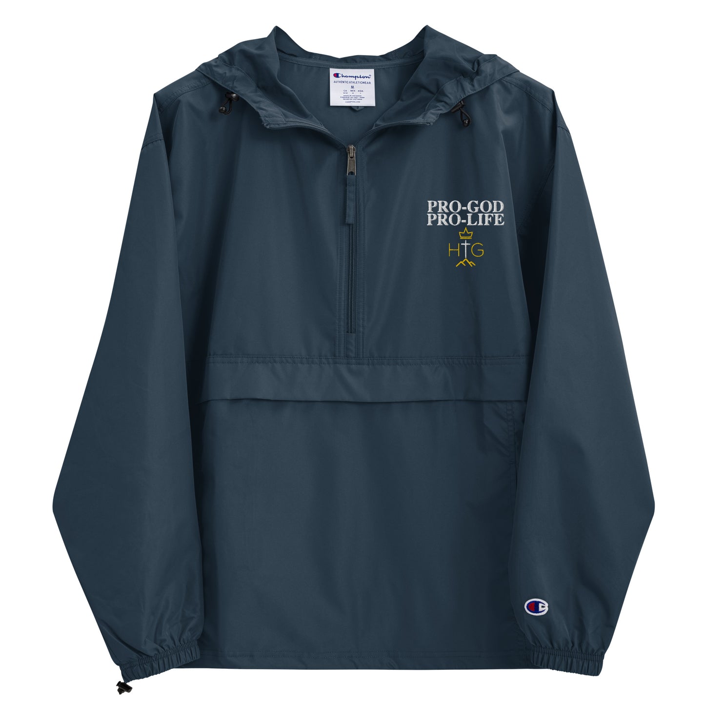 Pro-God Pro- Life - Embroidered Champion Packable Jacket