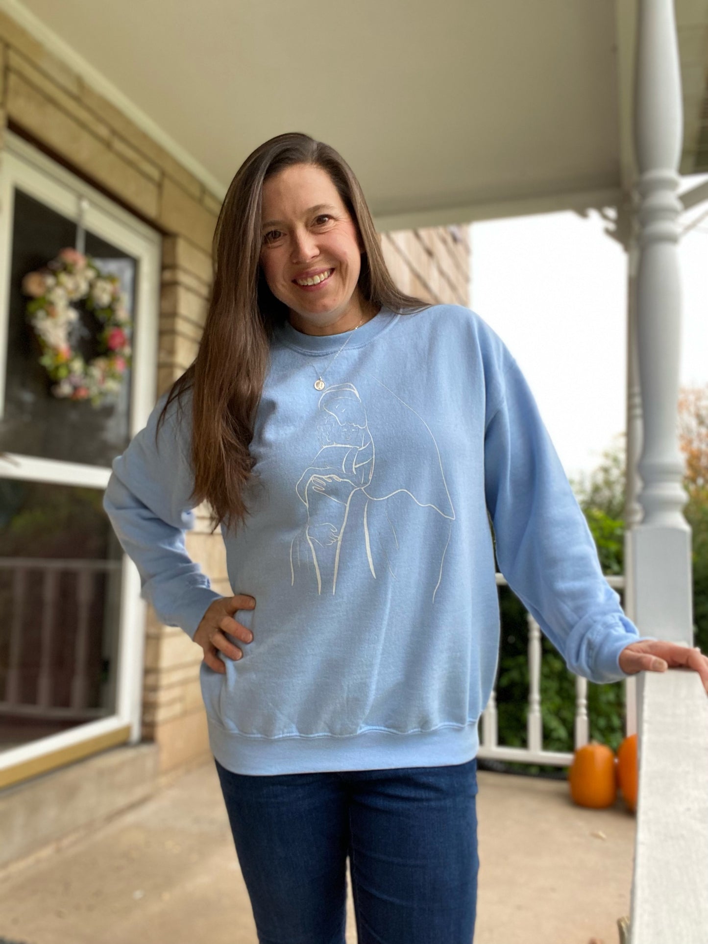 Motherly Love: Mary and Baby Jesus Sweatshirt for Faithful Believers (Unisex)