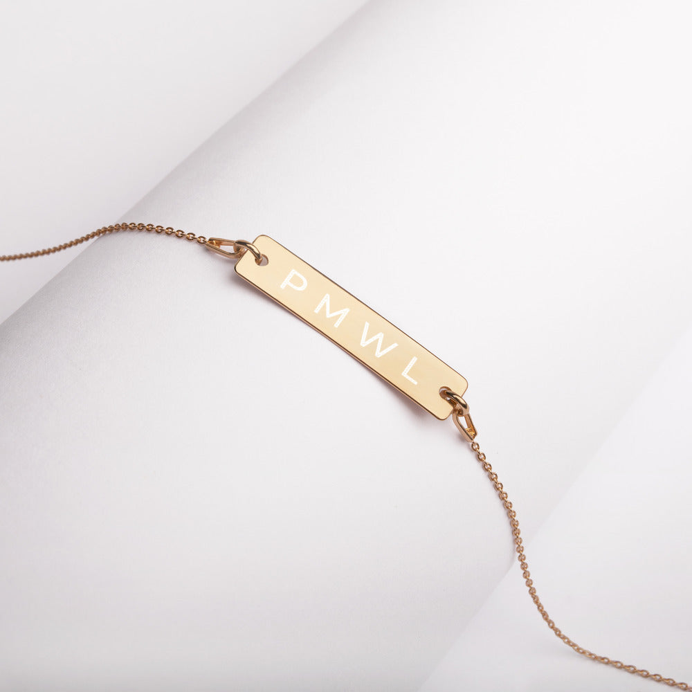 PRAY MORE WORRY LESS - Engraved Silver Bar Chain Necklace