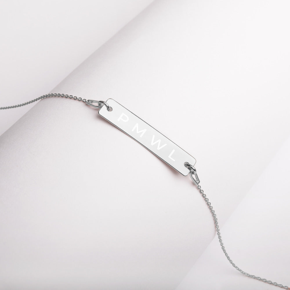 PRAY MORE WORRY LESS - Engraved Silver Bar Chain Necklace
