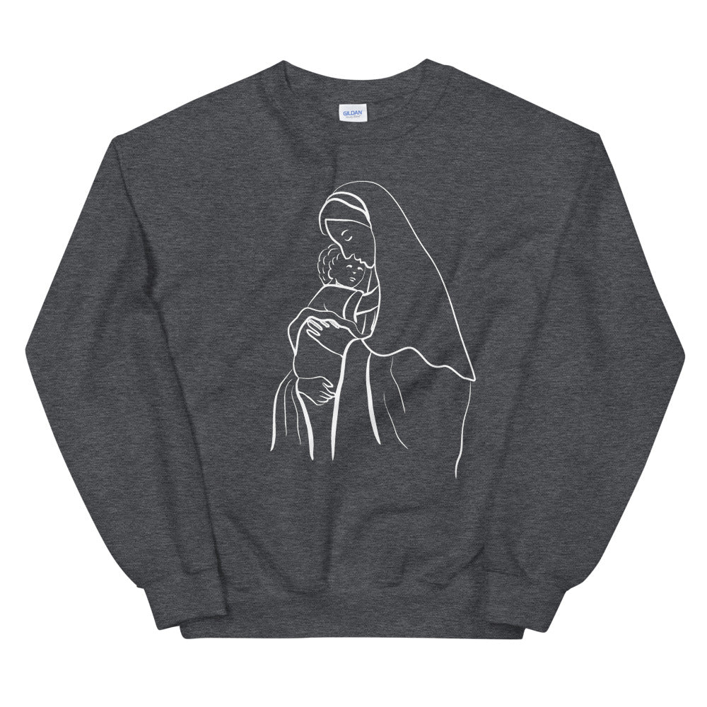 Motherly Love: Mary and Baby Jesus Sweatshirt for Faithful Believers (Unisex)