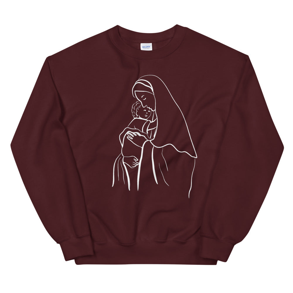 Motherly Love: Mary and Baby Jesus Sweatshirt for Faithful Believers (Unisex)