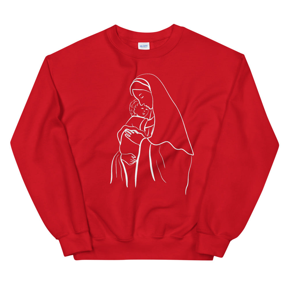 Motherly Love: Mary and Baby Jesus Sweatshirt for Faithful Believers (Unisex)