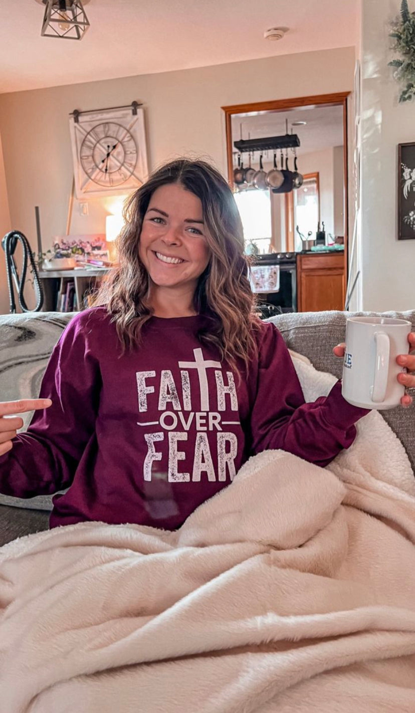 Faith Over Fear Cozy and Comfortable Premium Sweatshirt Unisex