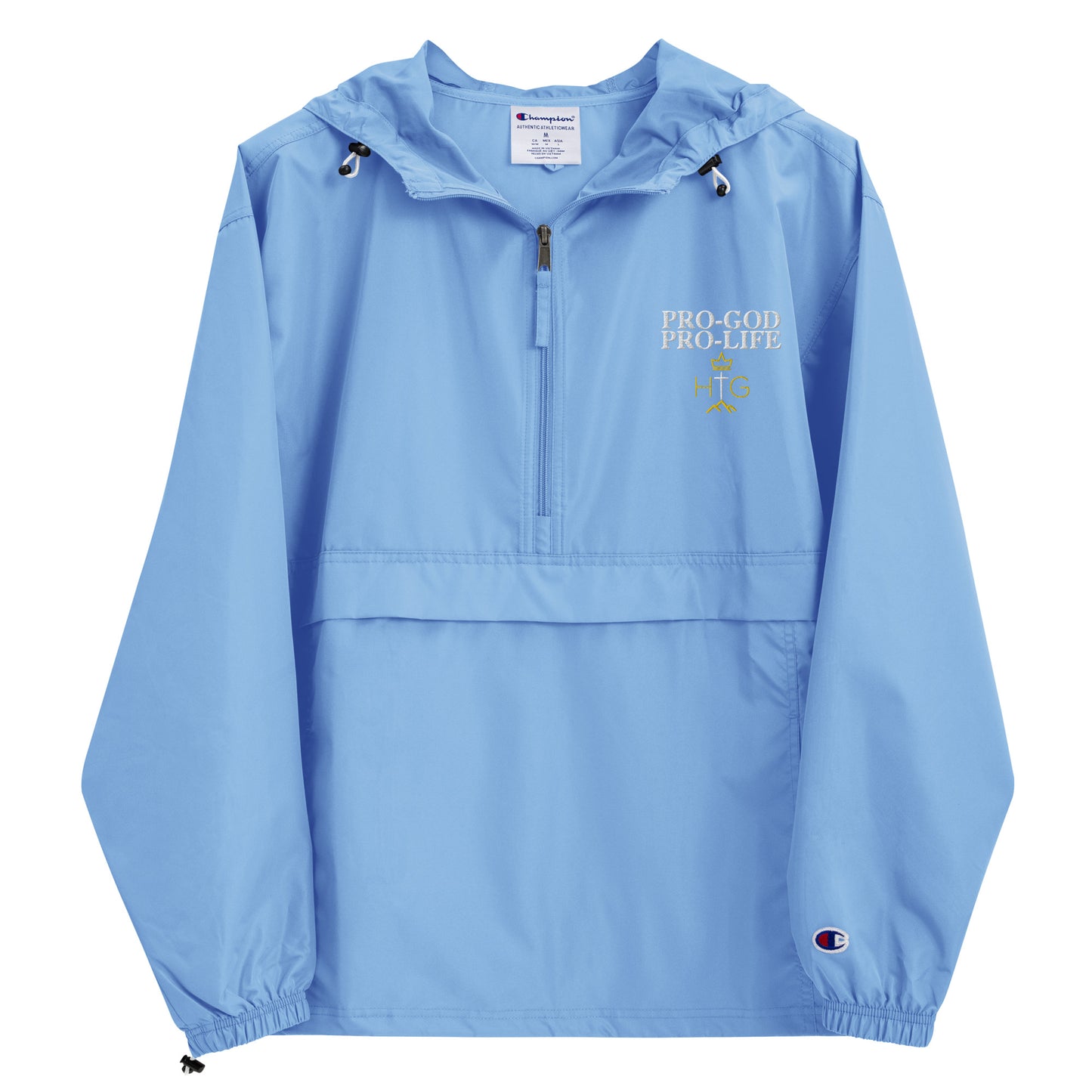 Pro-God Pro- Life - Embroidered Champion Packable Jacket