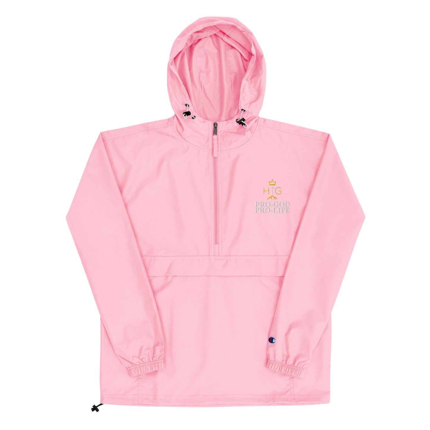 Pro God Pro Life - Logo Top - Embroidered Champion Packable Jacket