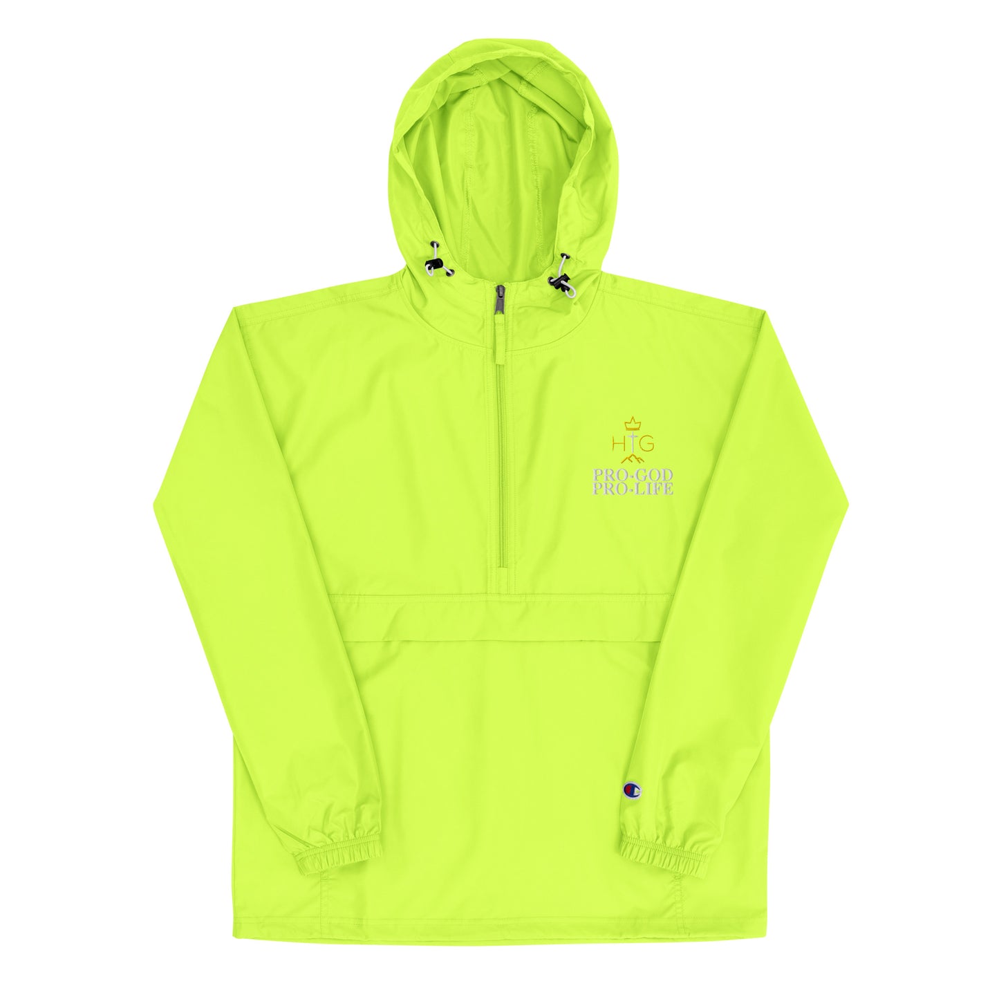 Pro God Pro Life - Logo Top - Embroidered Champion Packable Jacket