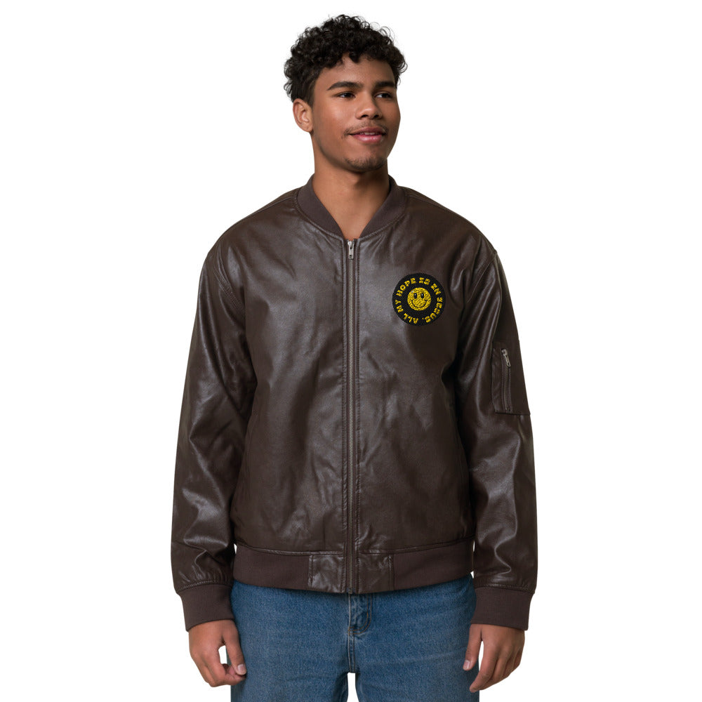 All My Hope is In Jesus - Leather Bomber Jacket – His Glory Co.