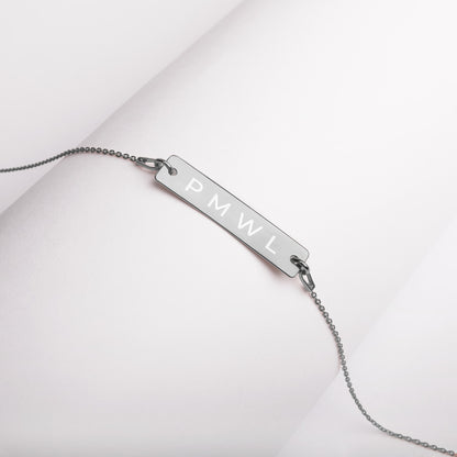 PRAY MORE WORRY LESS - Engraved Silver Bar Chain Necklace