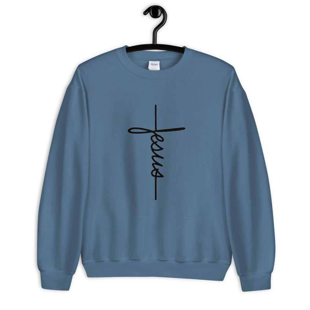 Cross Shaped Jesus Inspiring Sweatshirt for Faithful Believers Unisex