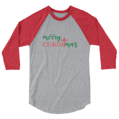 Merry Christmas - 3/4 sleeve raglan shirt
