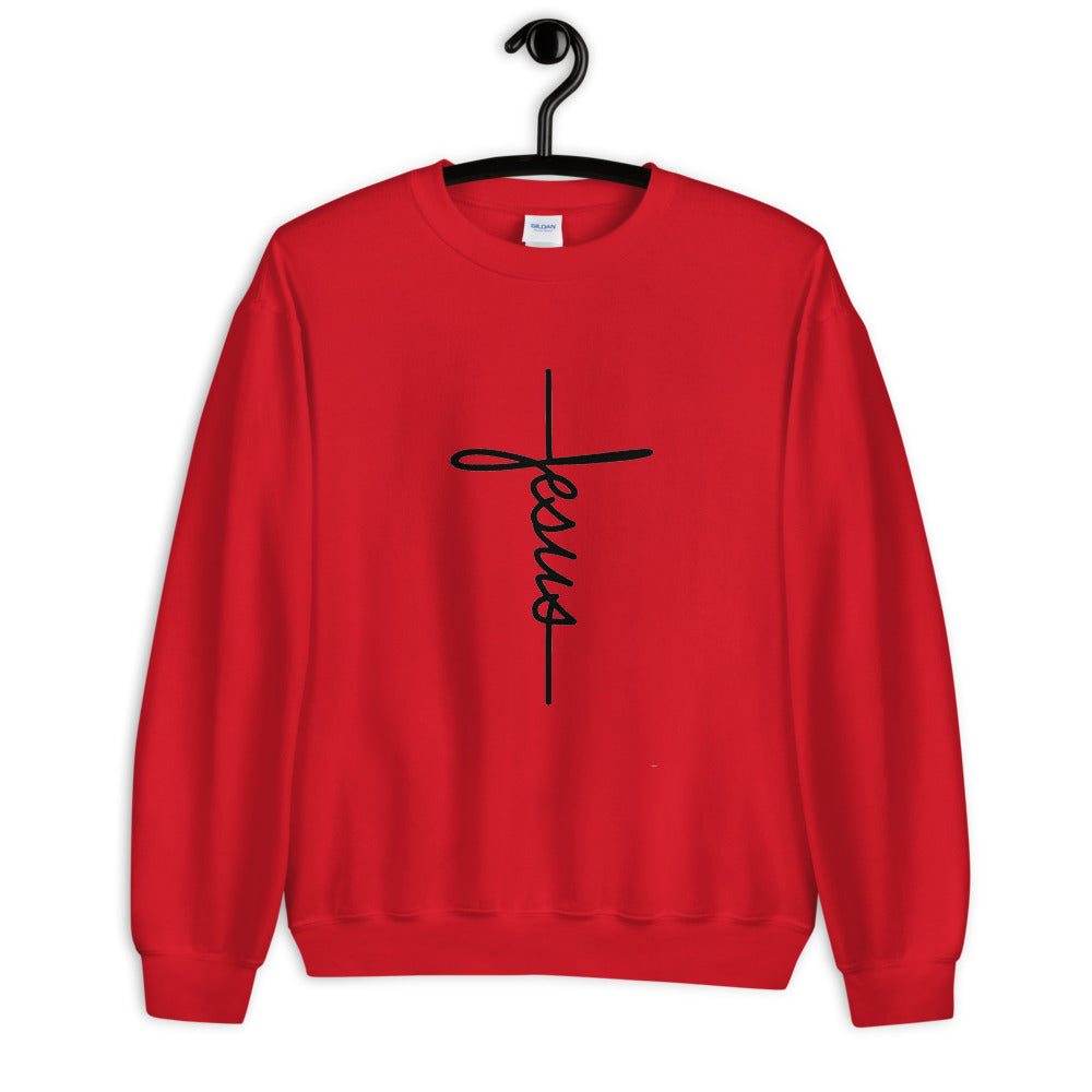 Cross Shaped Jesus Inspiring Sweatshirt for Faithful Believers Unisex