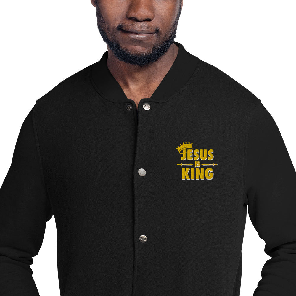 Jesus is KING - Embroidered Champion Bomber Jacket
