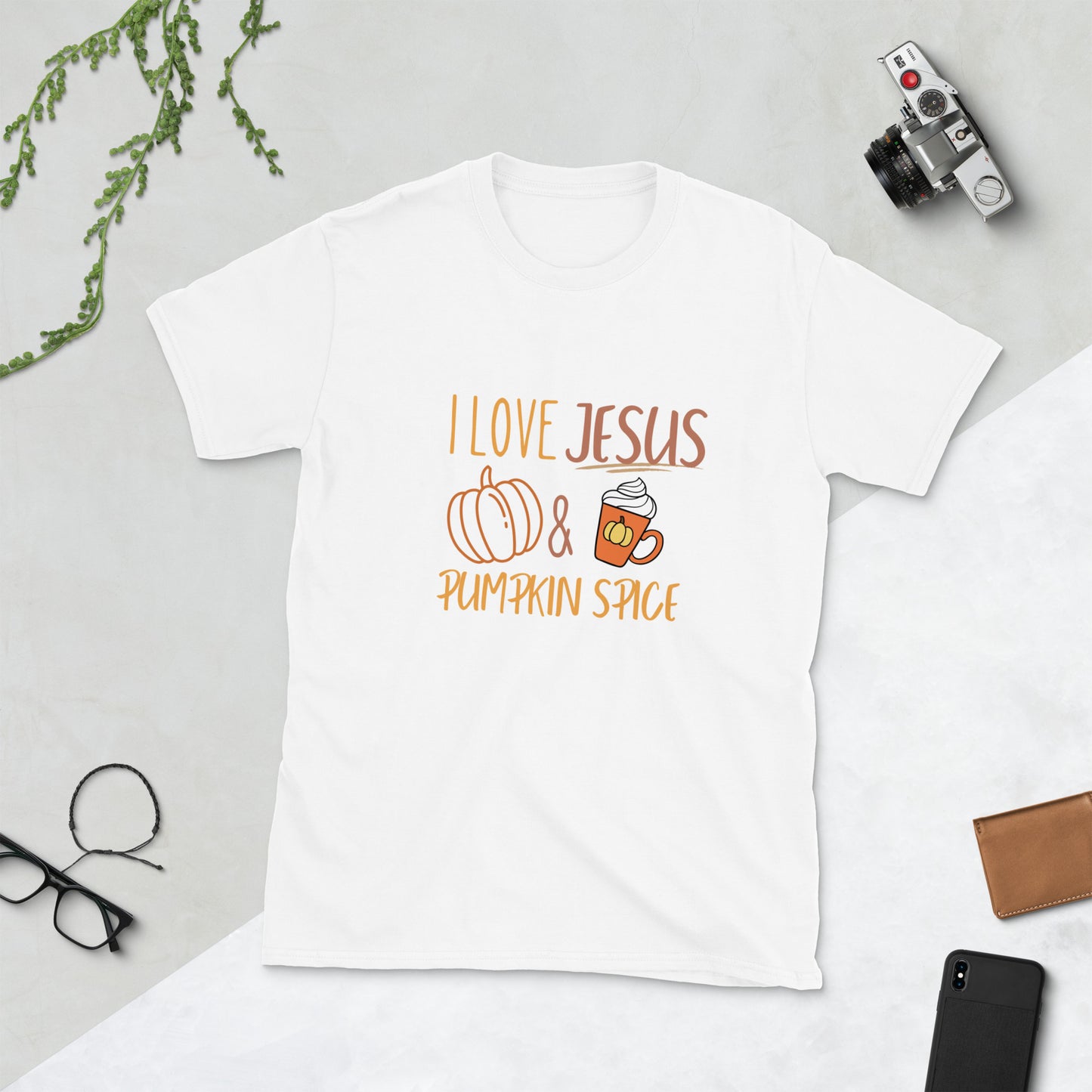 Jesus and Pumpkin Spice - Short-Sleeve Unisex T-Shirt