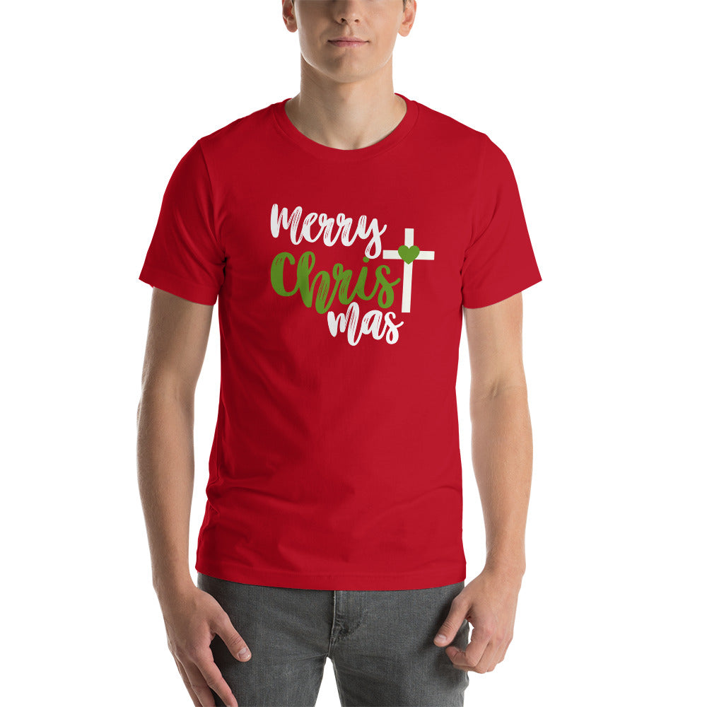 Merry Christmas - Cross - Red - Short-Sleeve Unisex T-Shirt