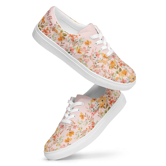 His Glory - Flowers - Women’s lace-up canvas shoes